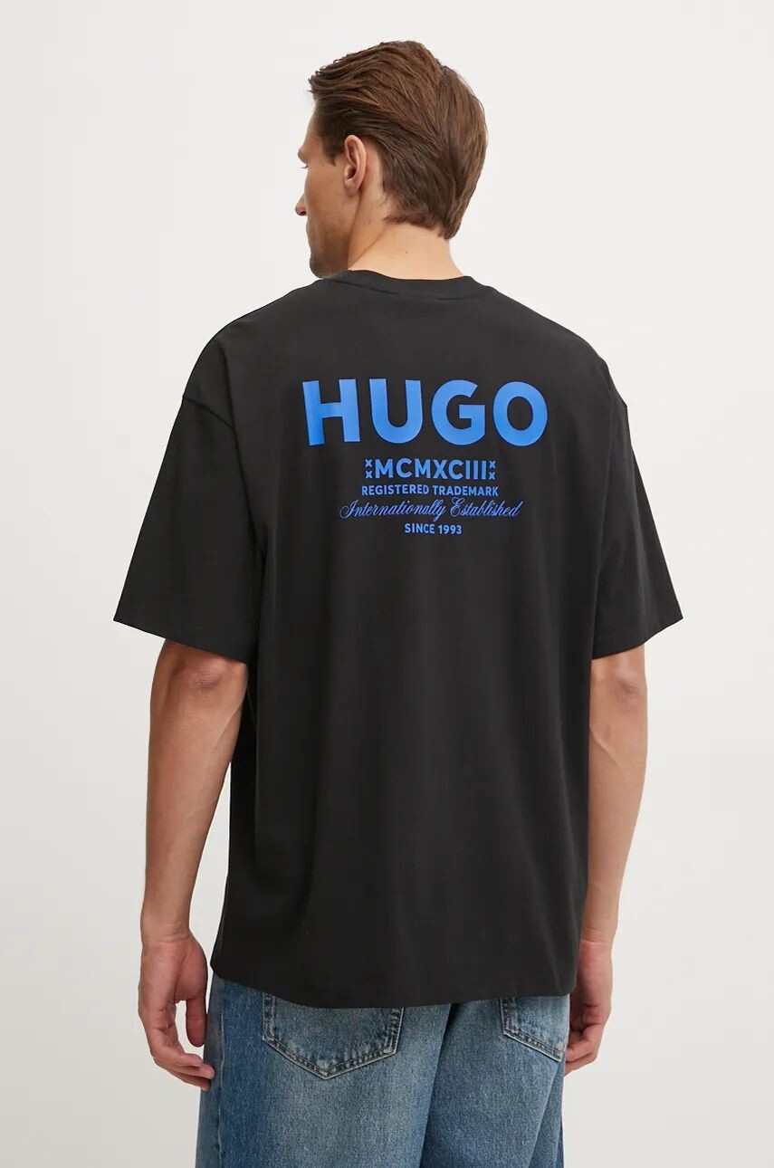 

Hugo Синяя хлопковая футболка Hugo Blue, черный
