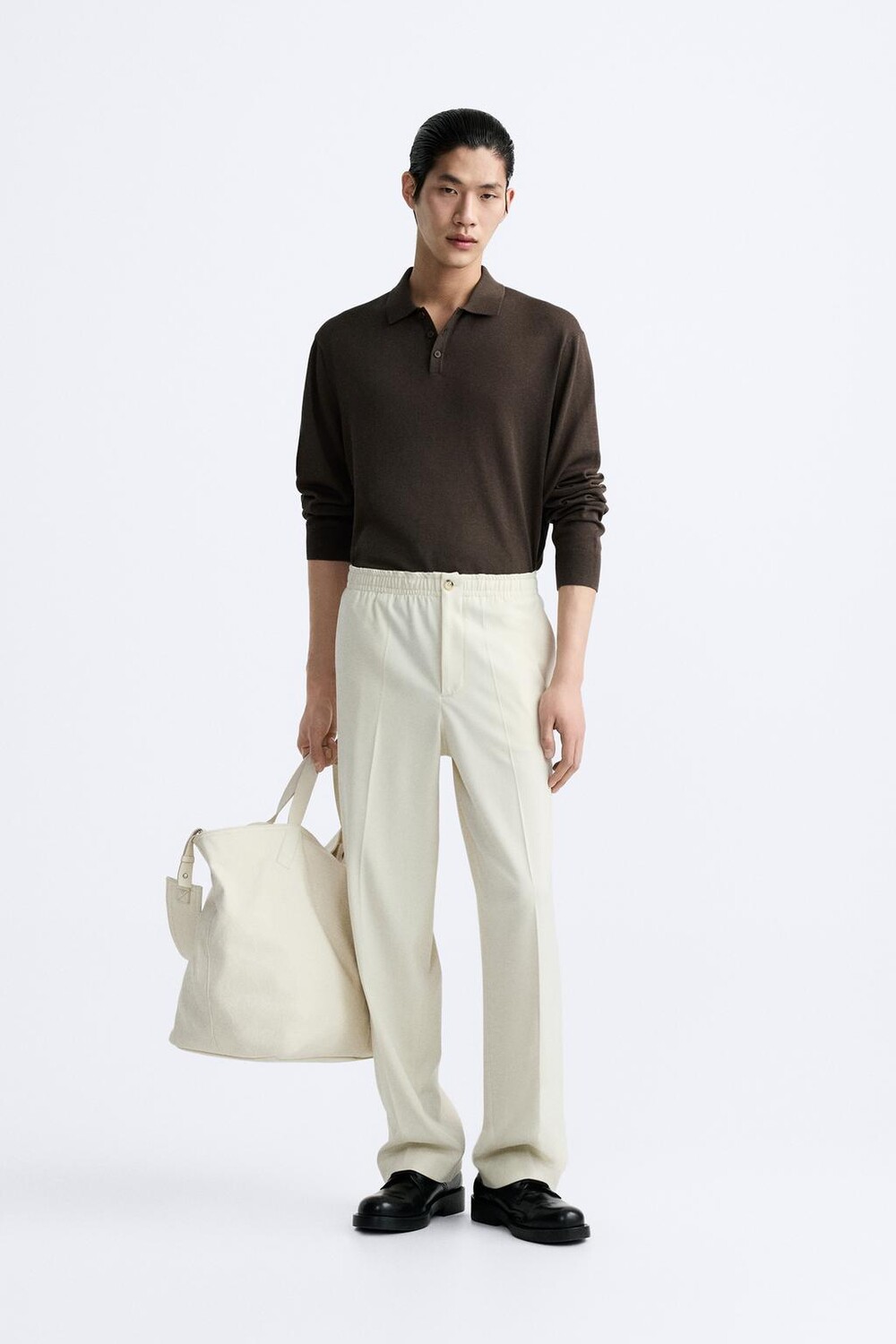 

Комфортные брюки для джоггера на поясии ZARA, бежевый