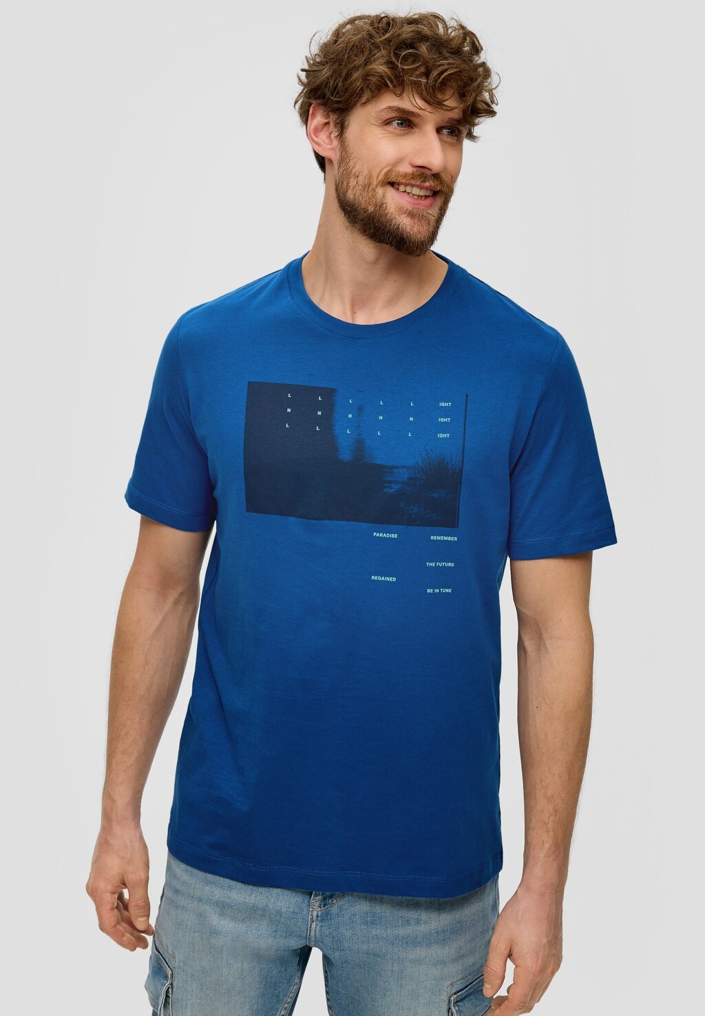 

Футболка с принтом MIT ARTWORK s.Oliver, цвет ozeanblau