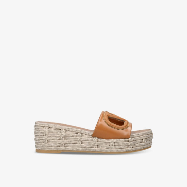 

Кожаные босоножки на платформе vlogo с вырезами Valentino Garavani, коричневый
