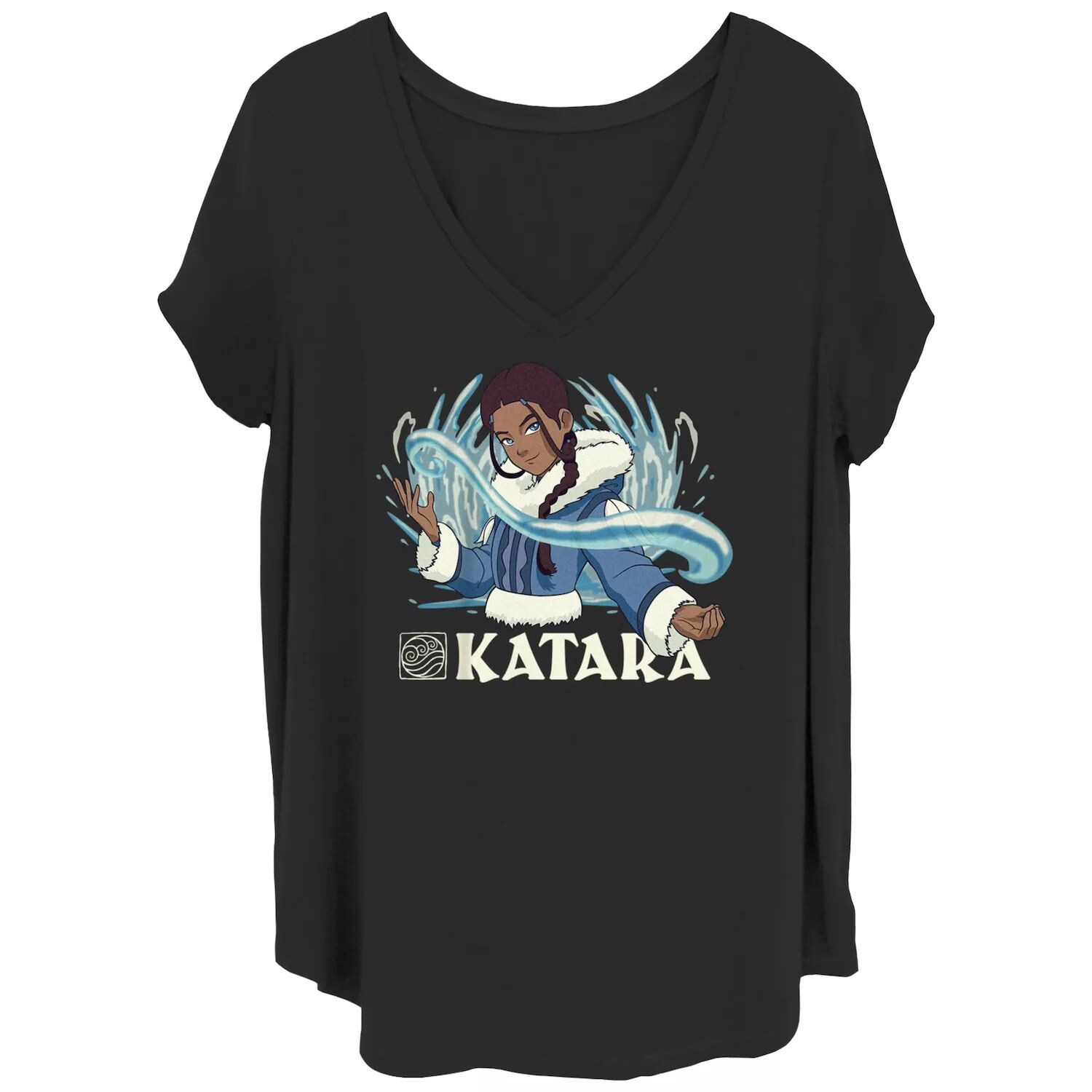 

Футболка размера плюс для юниоров Nickelodeon Avatar: The Last Airbender Katara с водным рисунком Nickelodeon