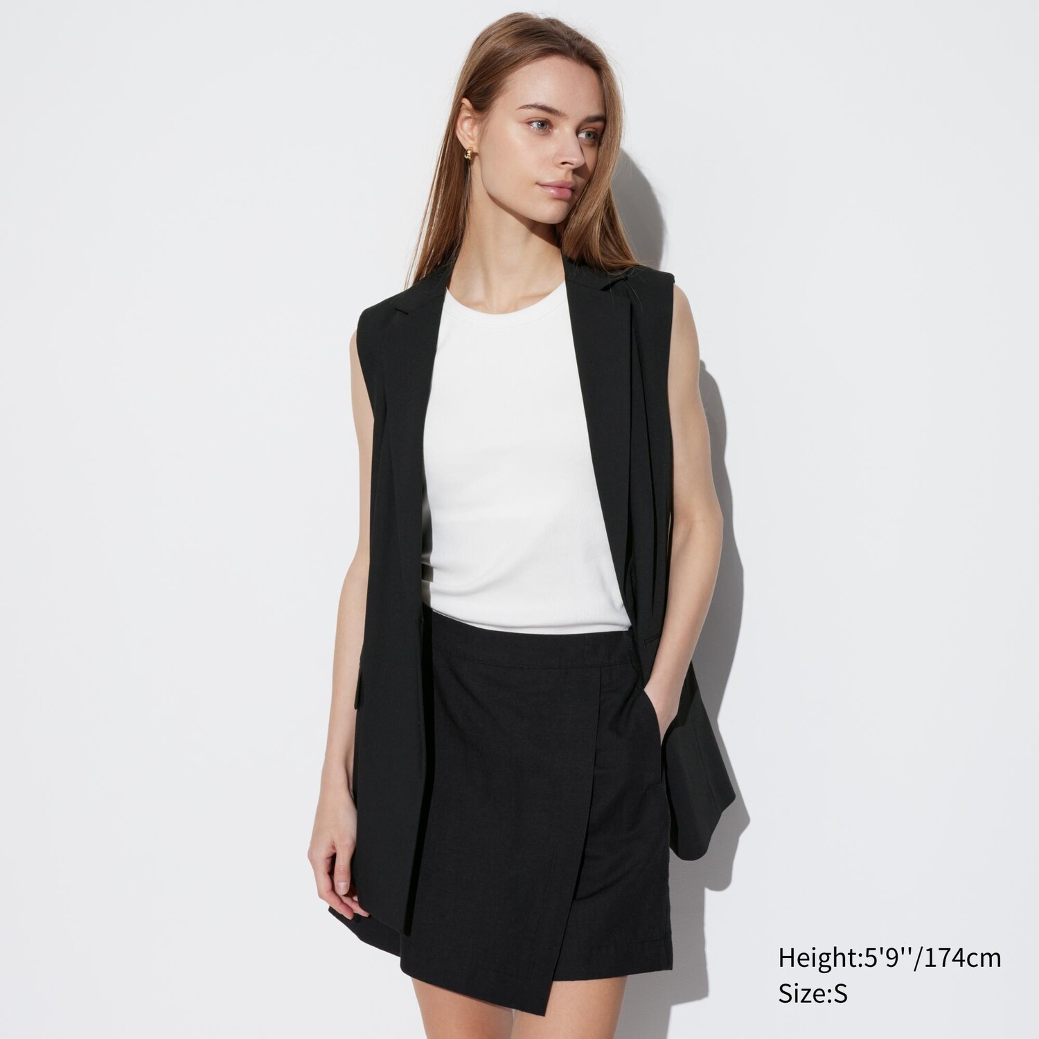 

Льняная юбка-брюки UNIQLO, черный