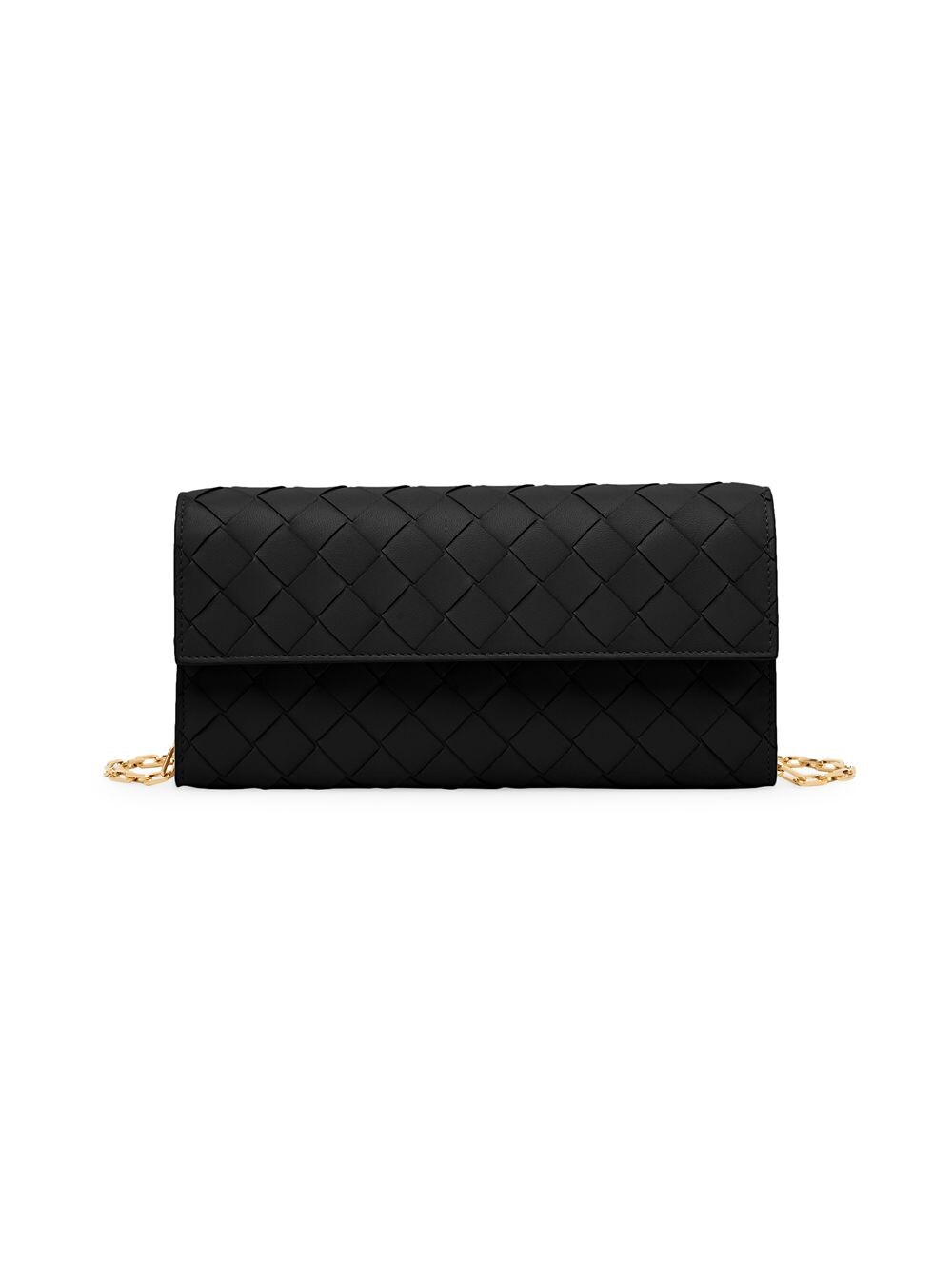 

Кожаный кошелек Intrecciato на цепочке Bottega Veneta, черный