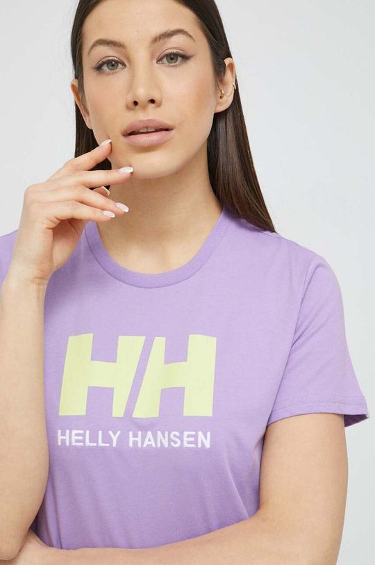 Хлопковая футболка Helly Hansen, фиолетовый