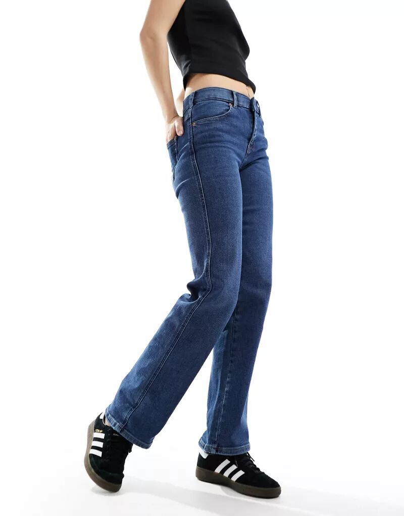 Доктор Denim – Lexy – джинсы узкого кроя цвета Cape Dark со средней талией, прямого кроя, поношенный вид Dr Denim