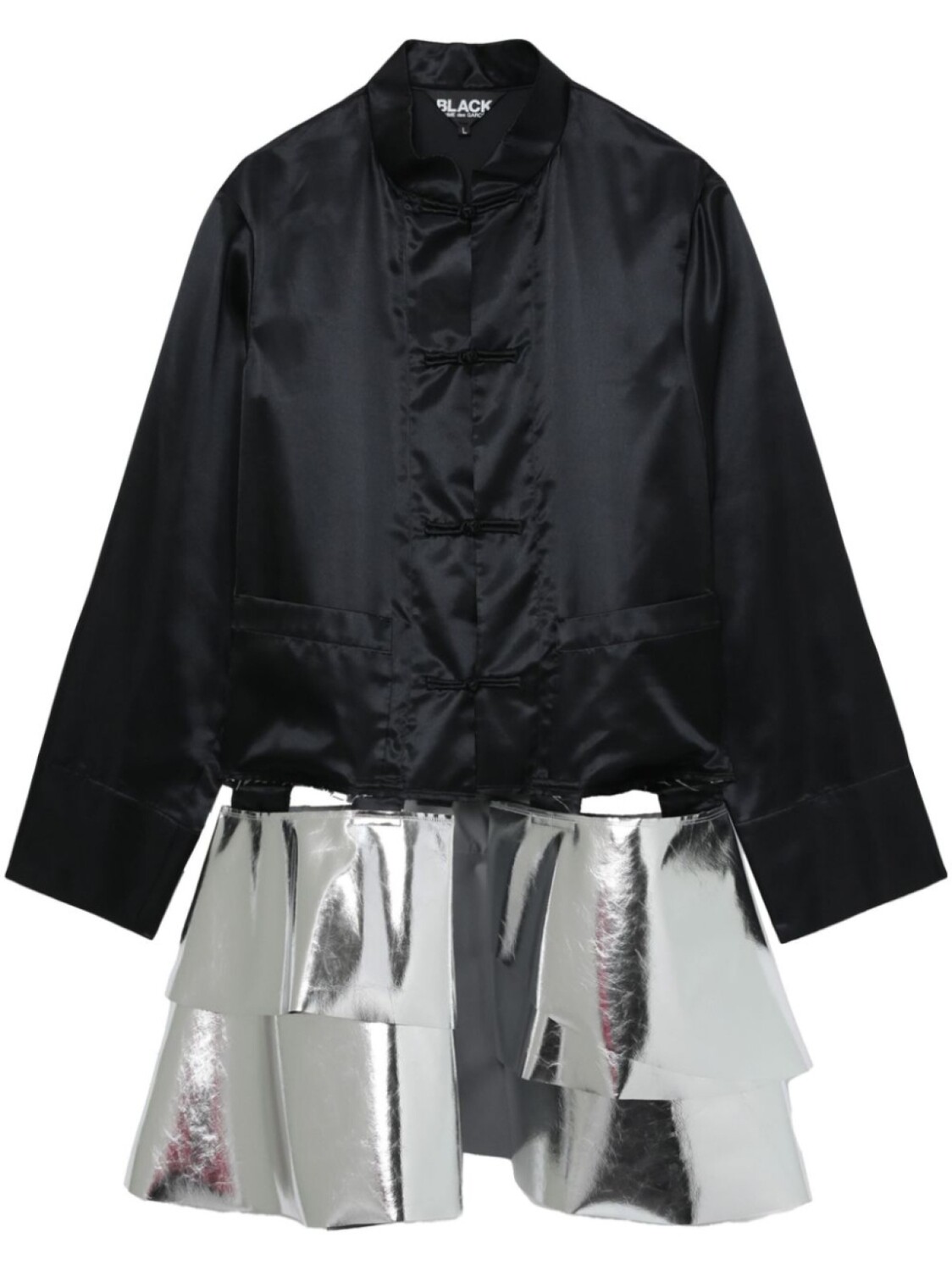 

Black Comme Des Garçons пальто с оборками и эффектом металлик, черный