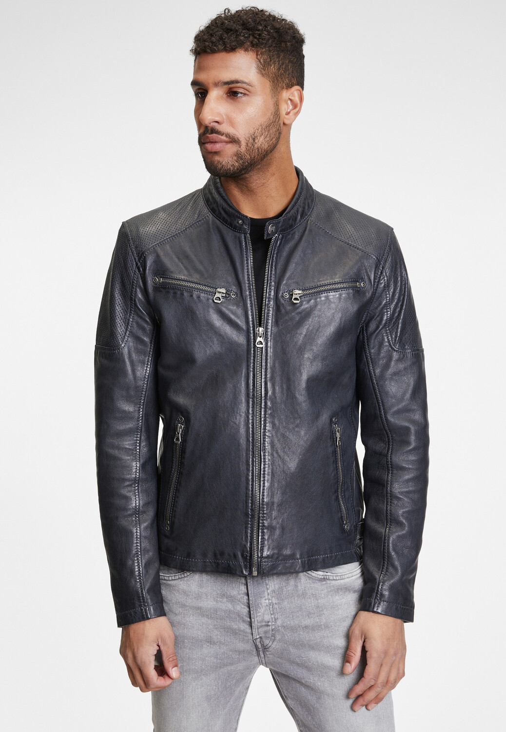 

Кожаная куртка Gipsy Marc LAKEV, цвет BIO NAVY/BLACK