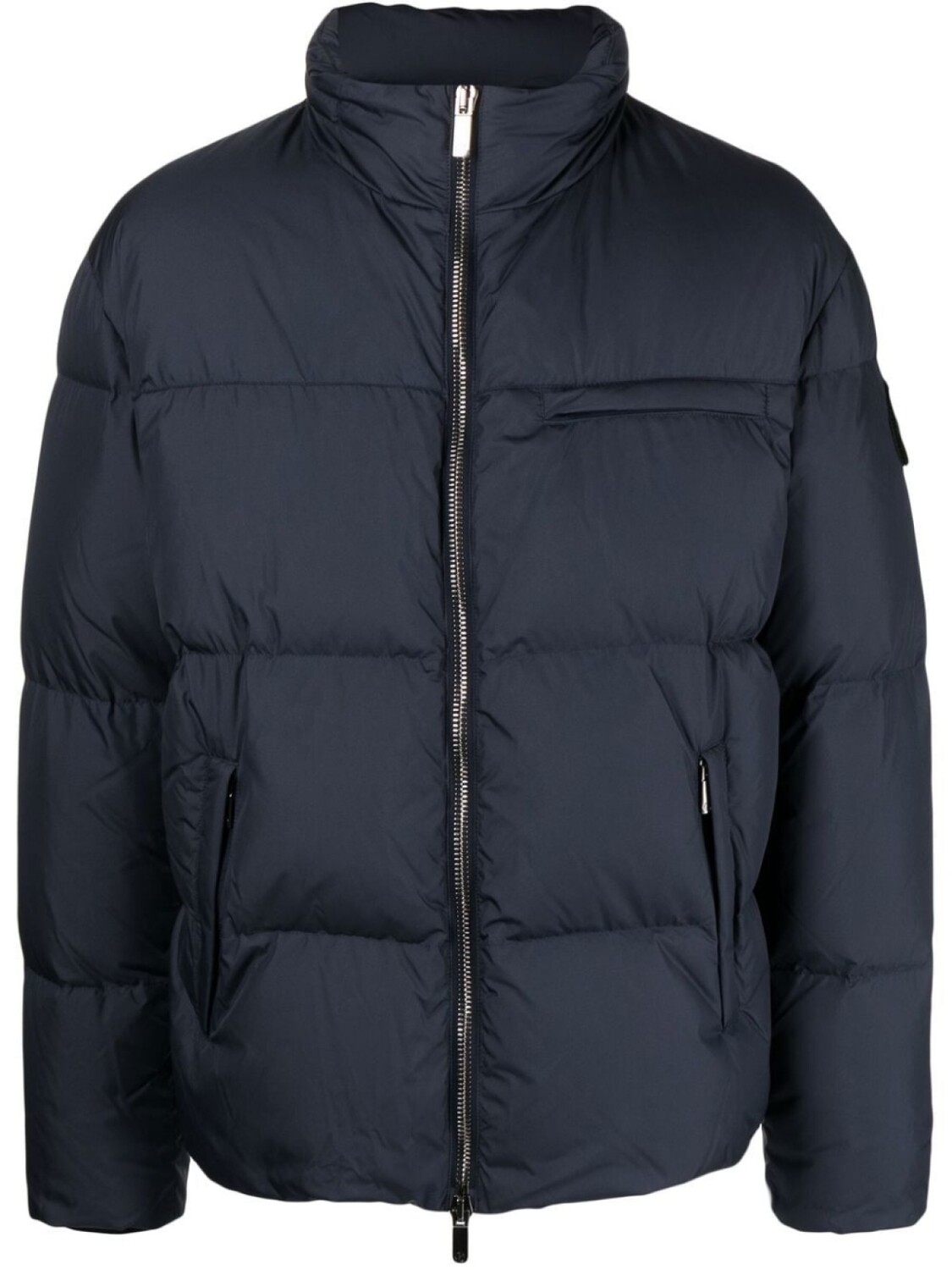 

Giorgio Armani logo-patch sleeve padded jacket, синий