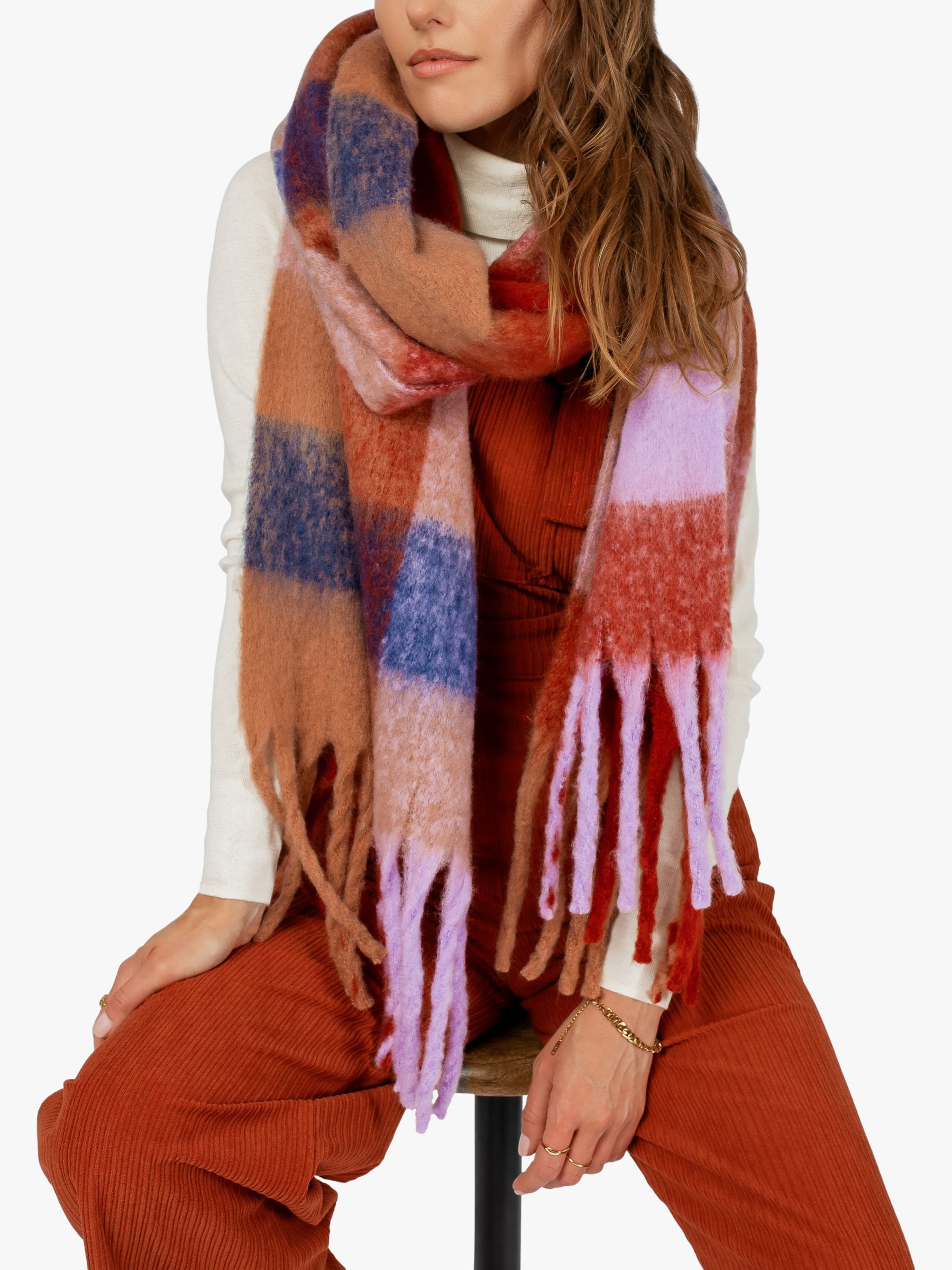 Alyssa Клетчатый шарф с эффектом омбре Bloom & Bay, оранжевый/мульти женский шарф из пашмины черный клетчатый осенне зимний женский длинный шарф накидка одеяло шарф с кисточками женский шарф из искусствен