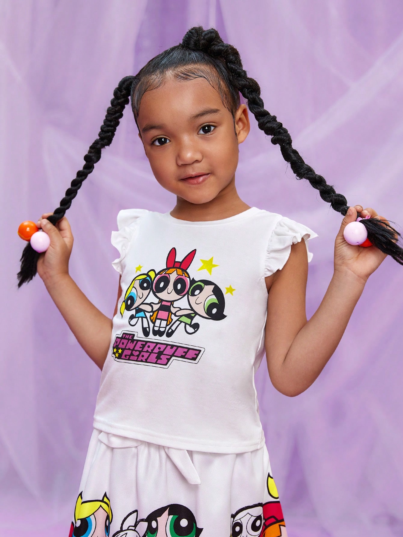 SHEIN SHEIN Kids QTFun Жилет с мультяшным буквенным принтом для маленьких девочек, белый girls dress 2021 kids autumn spring dresses girls star sequins princess dress girl long sleeve party vestidos baby girl clothes