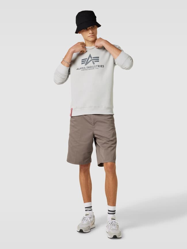 

Толстовка с принтом этикетки модели "BASIC" Alpha Industries, светло-серый
