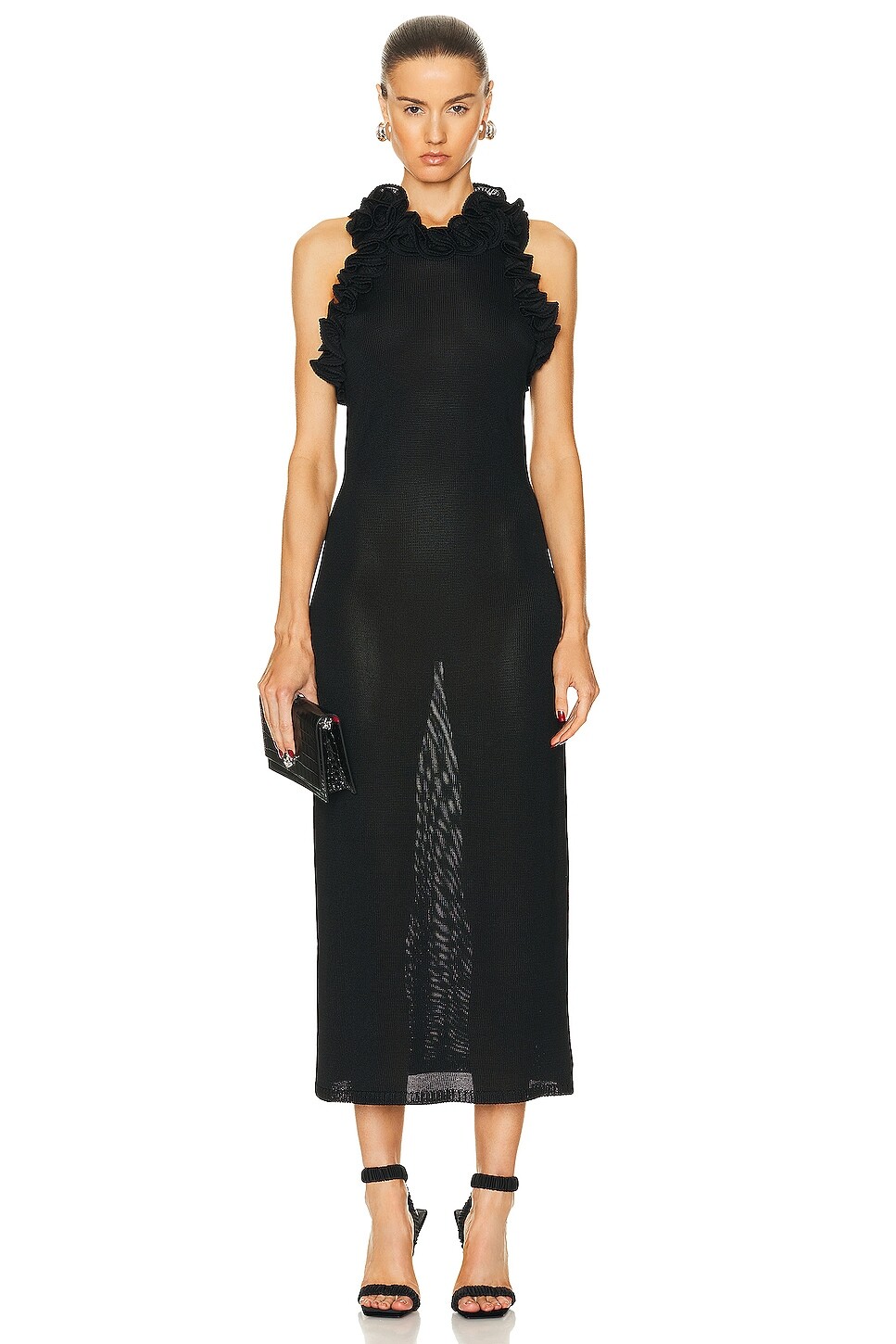 

Платье миди Zimmermann Matchmaker Ruffle Neck, черный