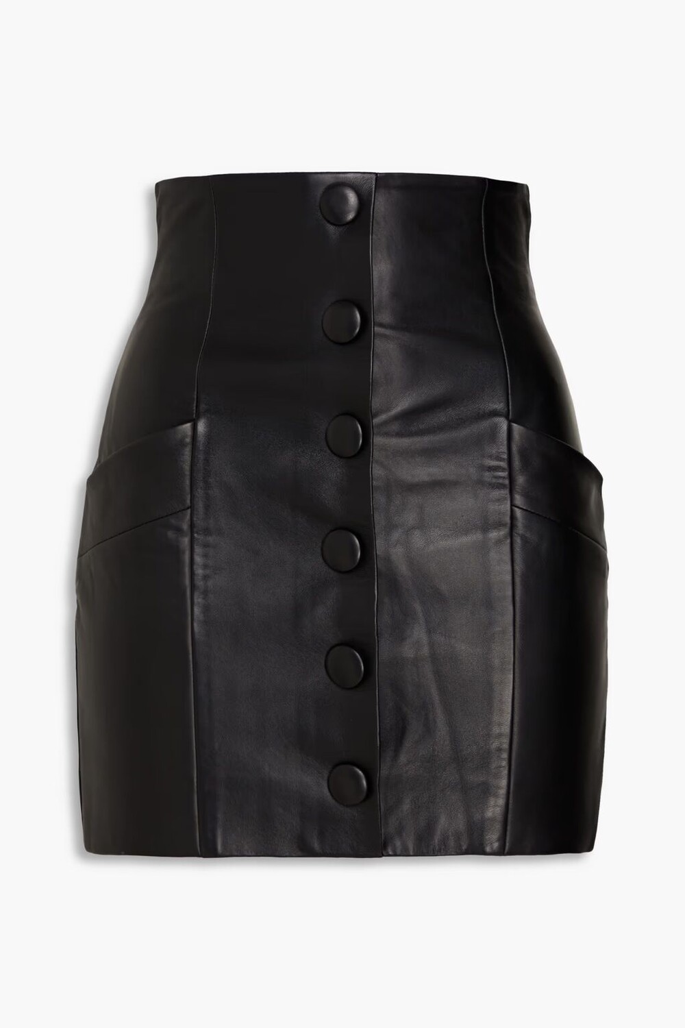 

Кожаная мини-юбка Balmain, черный
