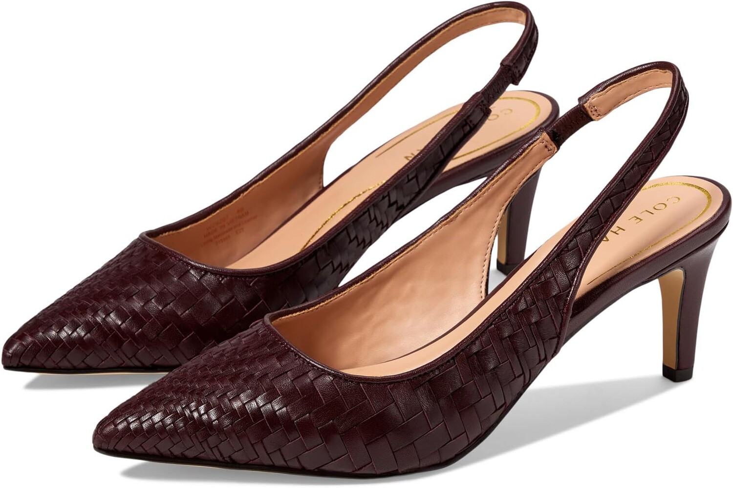 

Туфли Vandam Slingback Pump 65 mm Cole Haan, цвет Bloodstone Woven Leather