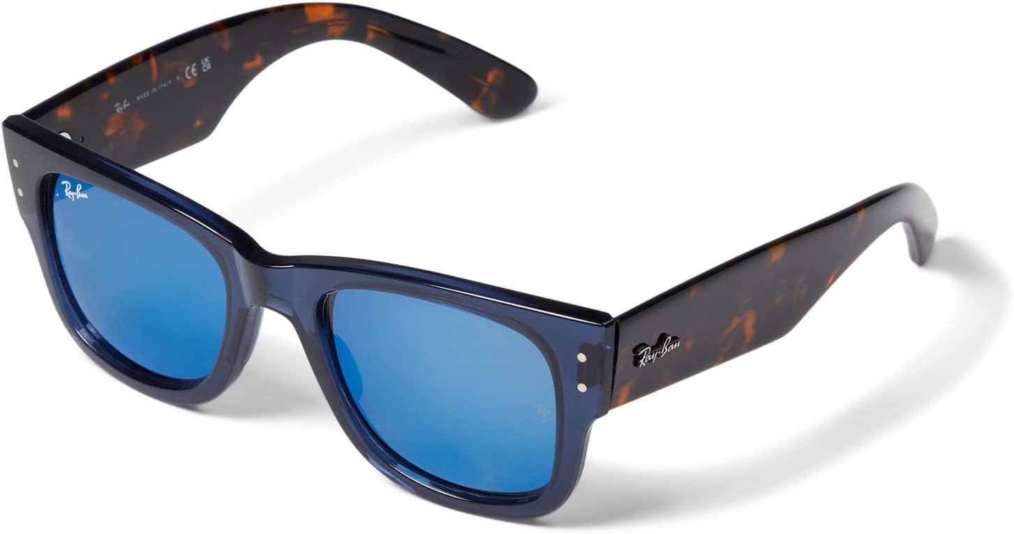 Солнцезащитные очки 51 mm 0RB0840S Mega Wayfarer Ray-Ban, цвет Transparent Dark Blue/Grey Mirrored Blue рюкзак для ноутбука rivacase 7562 grey dark blue