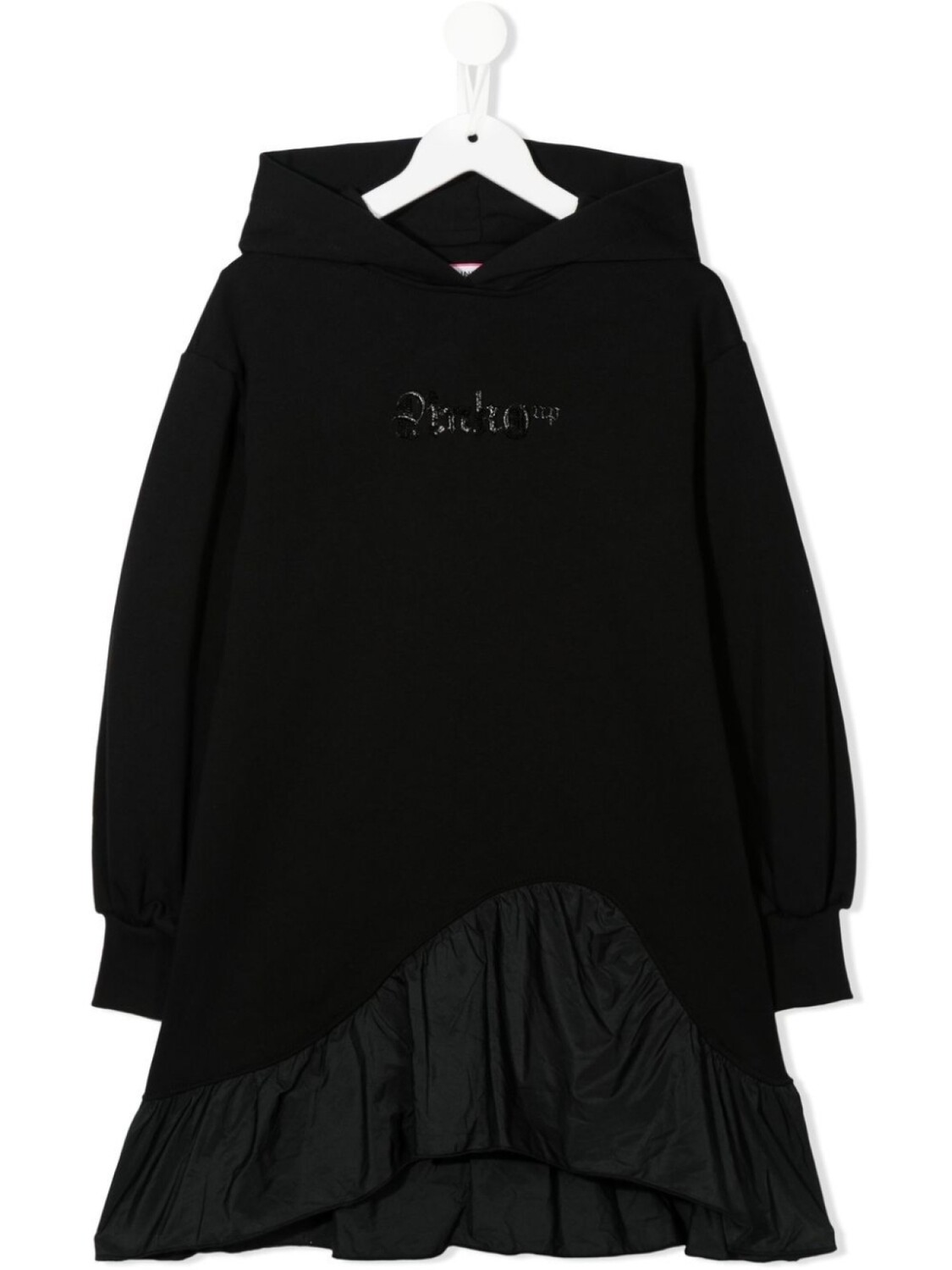 

Pinko Kids платье с капюшоном и логотипом, черный