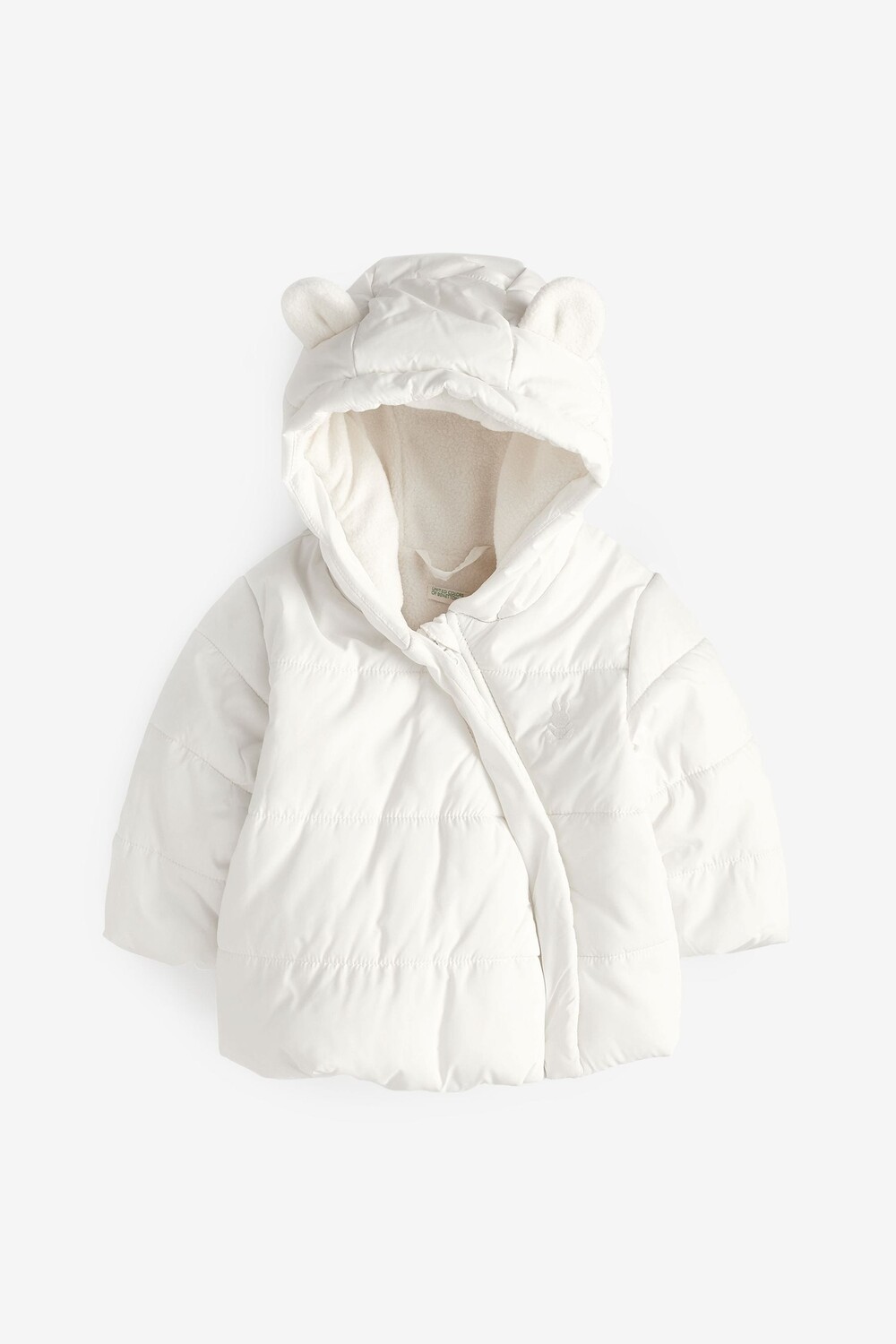 

Утепленная куртка с логотипом для девочек и ушками Benetton, белый