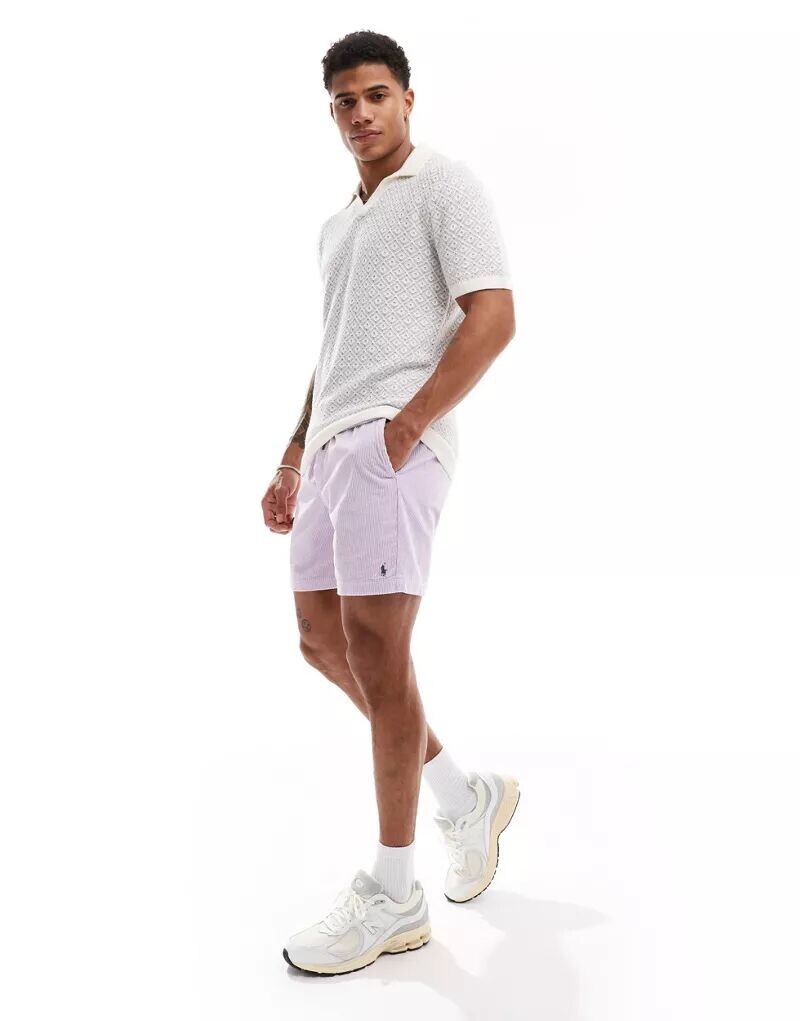 

Сиреневые вельветовые шорты с фирменным логотипом Polo Ralph Lauren Prepsters