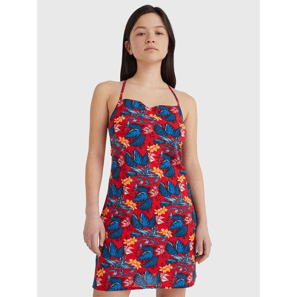 

Короткое платье Calvin Klein Jeans Printed Tie Back, красный