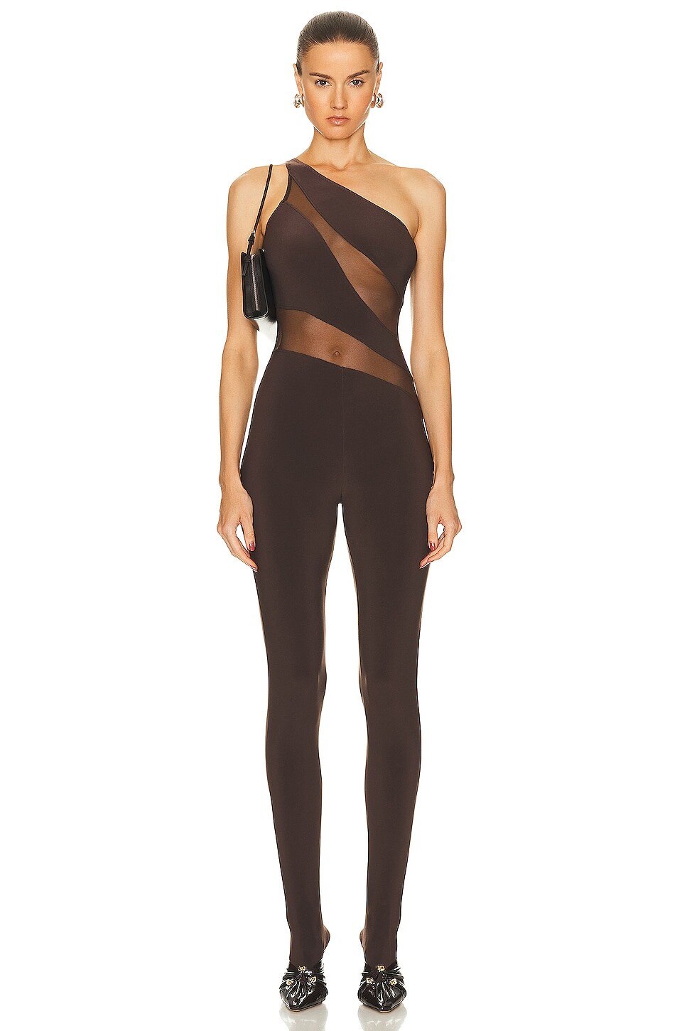 

Комбинезон Norma Kamali Snake Mesh Catsuit, цвет Chocolate Mesh