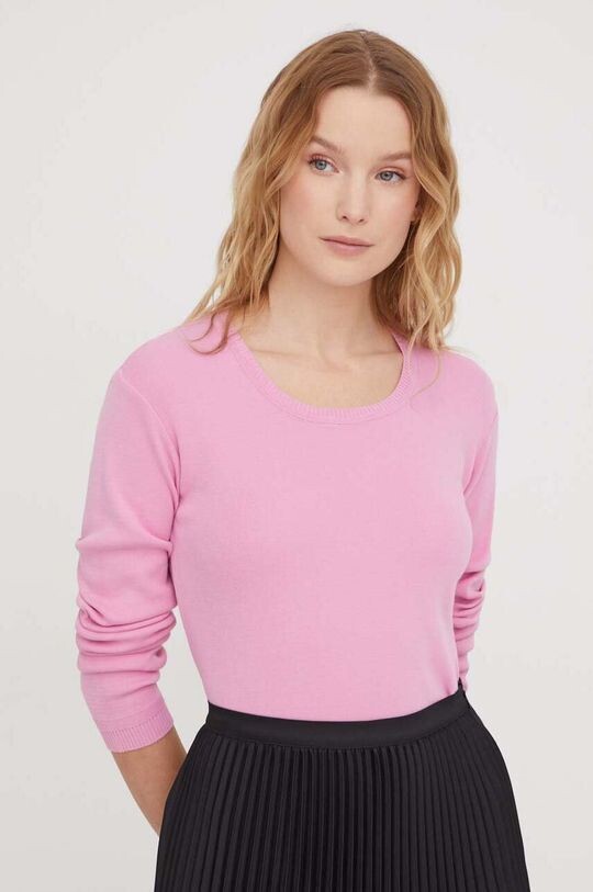 

Хлопковый свитер United Colors of Benetton, розовый