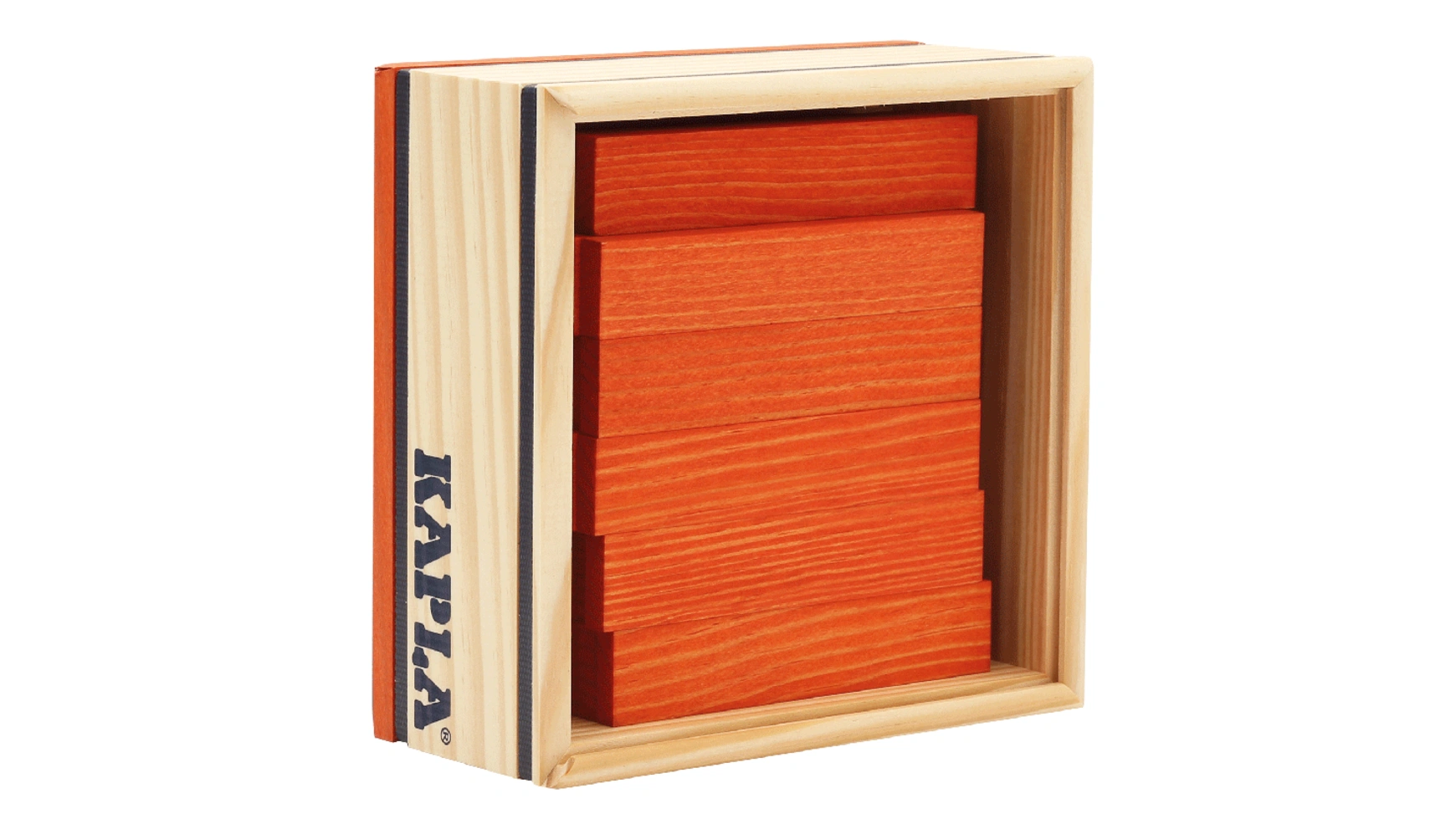 Kapla Деревянные строительные блоки квадратные оранжевые, в коробке 40 шт