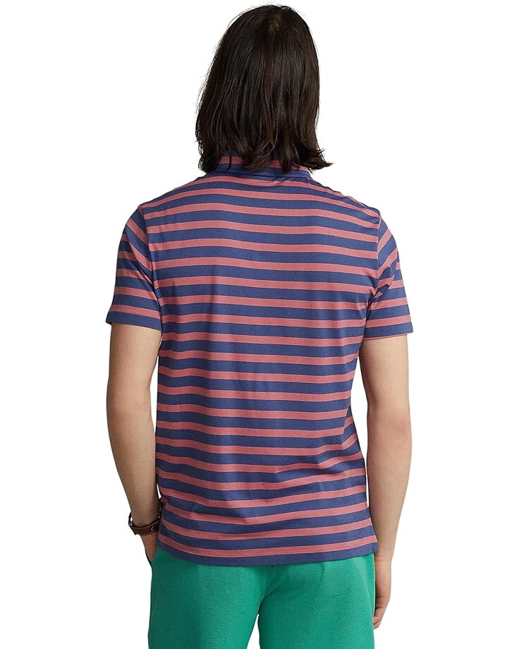 

Поло Polo Ralph Lauren Striped Jersey Pocket Polo Shirt, цвет Light Navy/Adirondack Berry