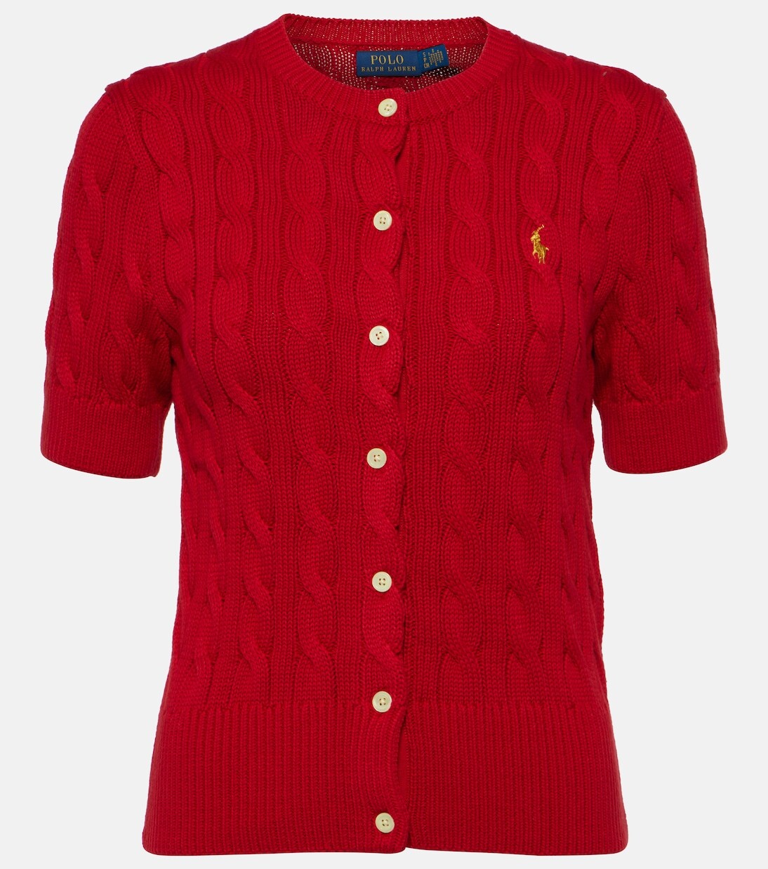 

Хлопковый кардиган косой вязки Polo Ralph Lauren, красный