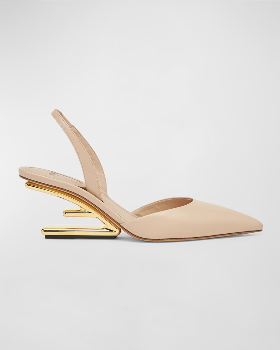 

Первые кожаные туфли-лодочки с ремешком на пятке F-Heel Fendi