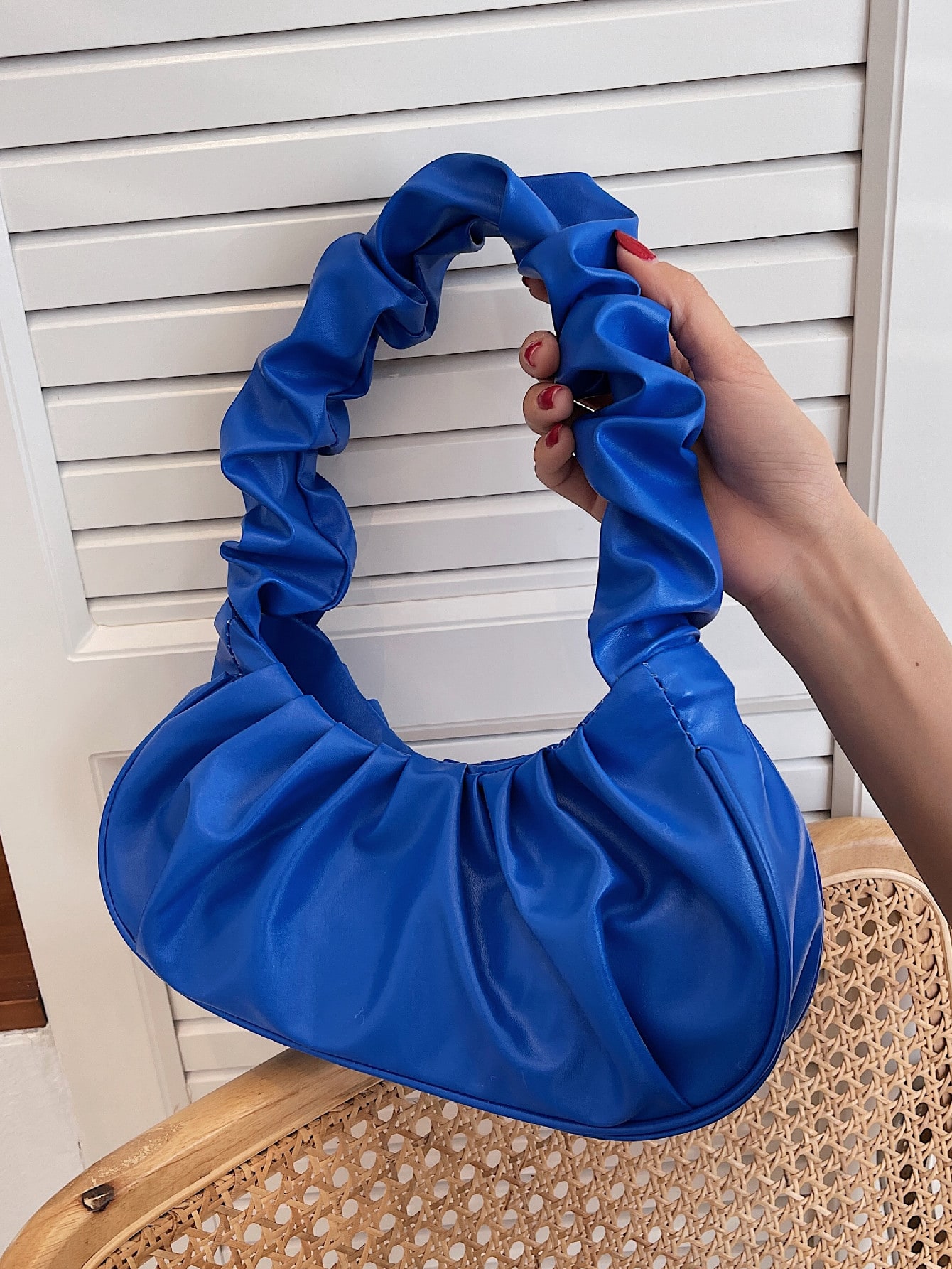Минималистская сумка со рюшами, синий