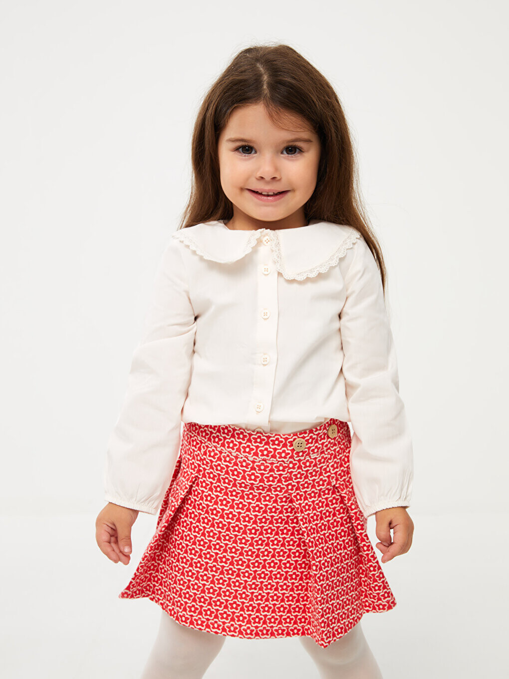 

Рубашка для маленьких девочек с воротником Bebe LCW baby, экрю