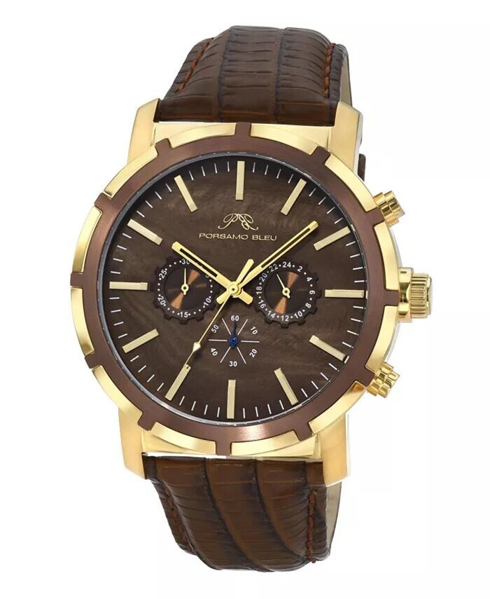 

Мужские часы NYC Chrono из натуральной кожи золотого и коричневого цвета 1281CNYL Porsamo Bleu, коричневый