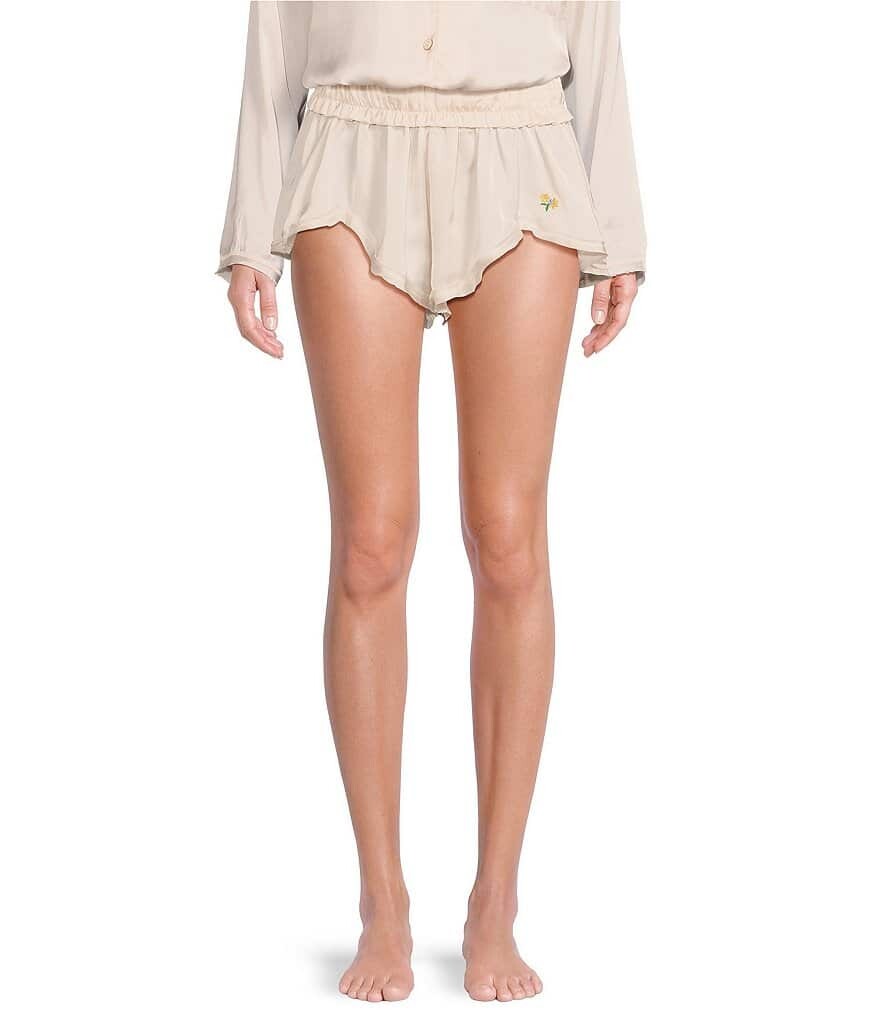 

Атласные шорты для сна комбинированного цвета Free People Like Honey, бежевый