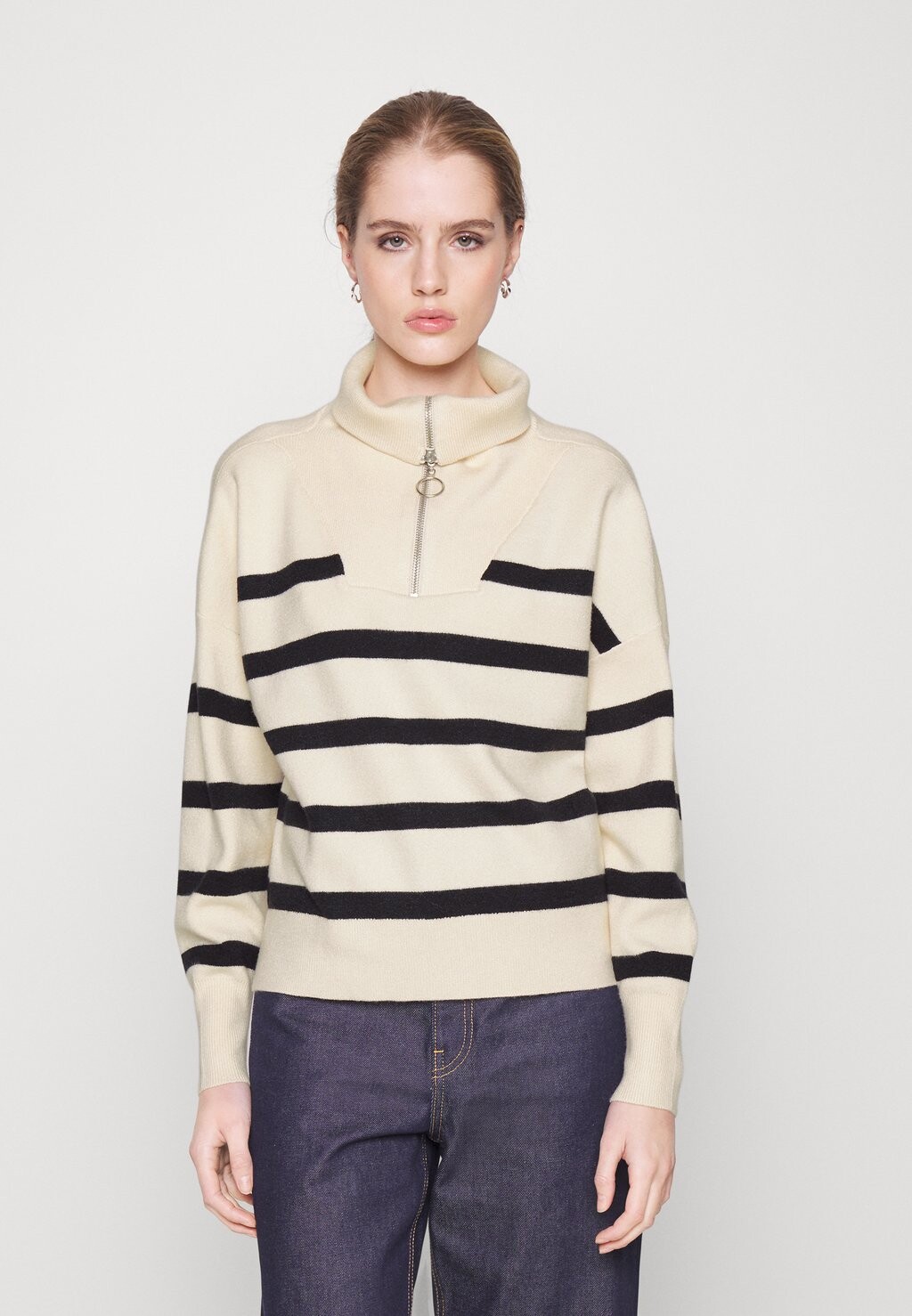 

Свитер Vero Moda Vmsaba Highneck Blouse, береза ​​с черным, Черный;серый