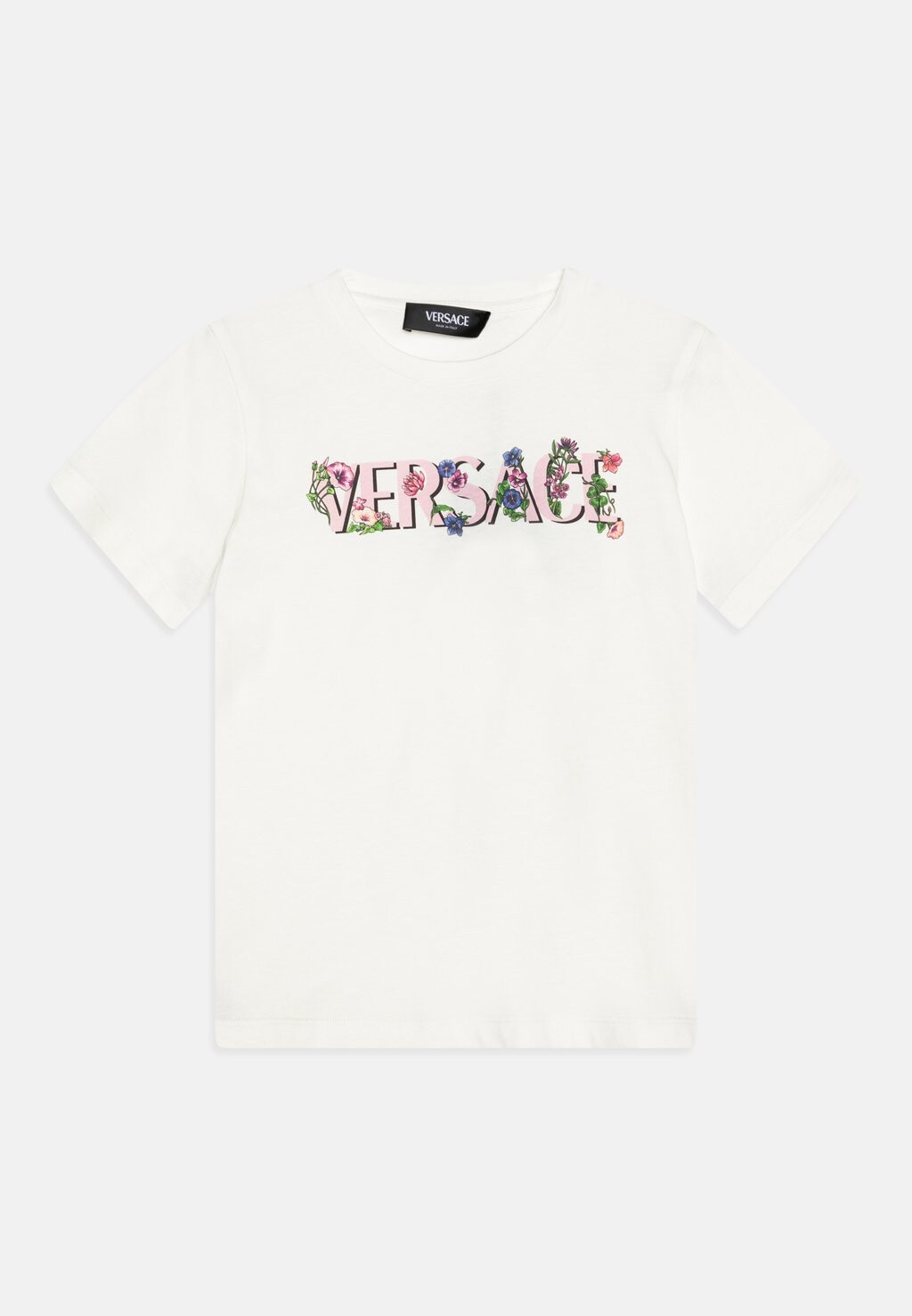 

Футболка с принтом Flovers Logo Print Versace, цвет white/multicolor