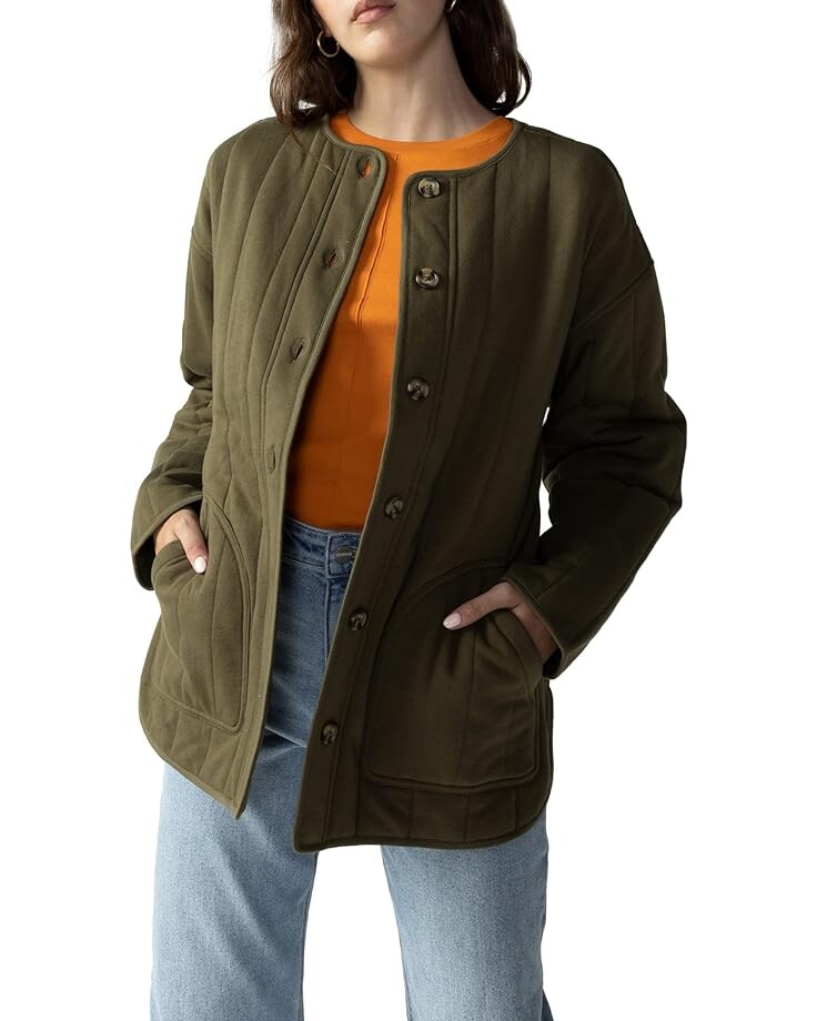 

Куртка Sanctuary Longline Quilted, оливковый, Зеленый