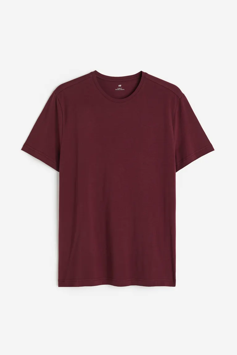 

5 футболок slim fit H&M, бордовый, Красный