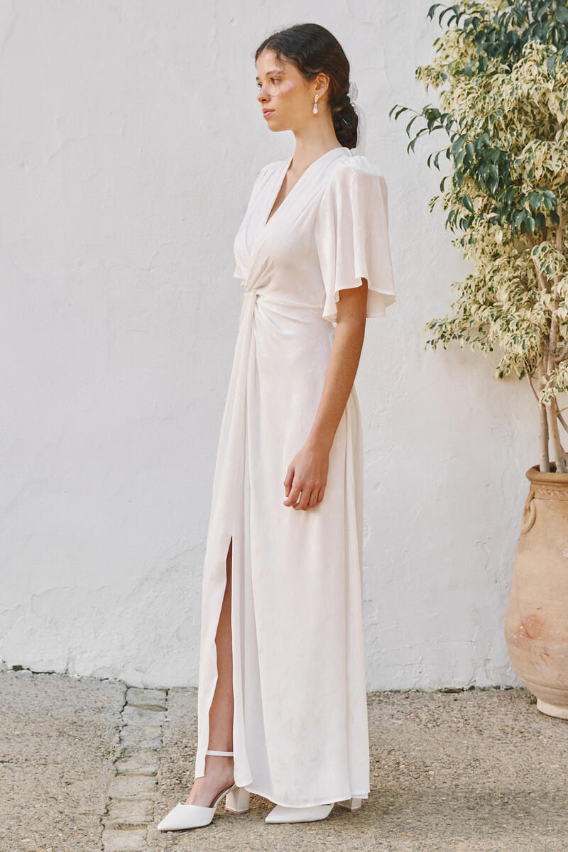 Жасминовое свадебное платье Polín Et Moi, белый 2020 богемные свадебные платья сексуальный v образный вырез с расклешенными рукавами кружевное шифоновое пляжное свадебное платье с низким