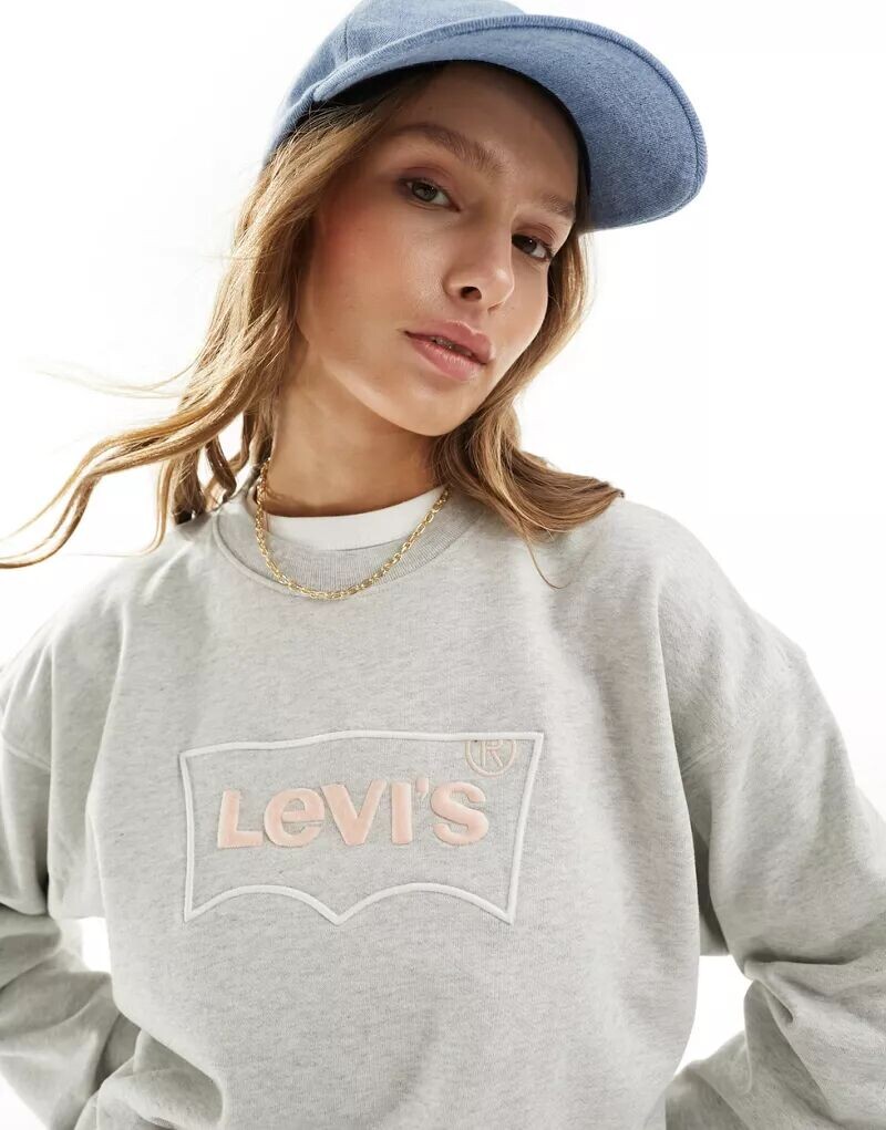 

Серая толстовка Levi's с логотипом летучей мыши на груди
