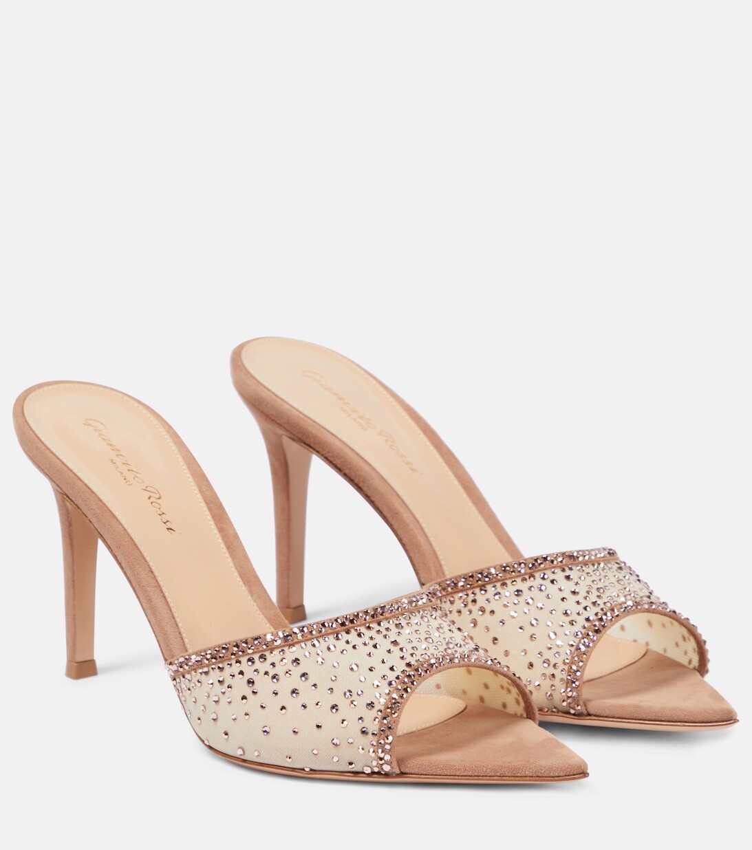 

Декорированные мюли Rania из сетки и замши Gianvito Rossi, бежевый