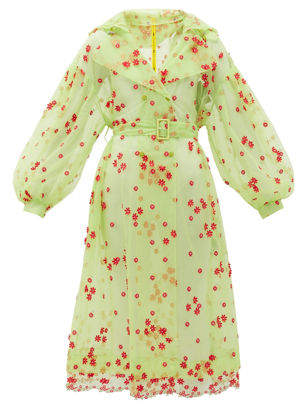 повседневное платье с оборками simone rocha Тюлевое пальто coronilla с вышивкой ромашками Moncler, зеленый