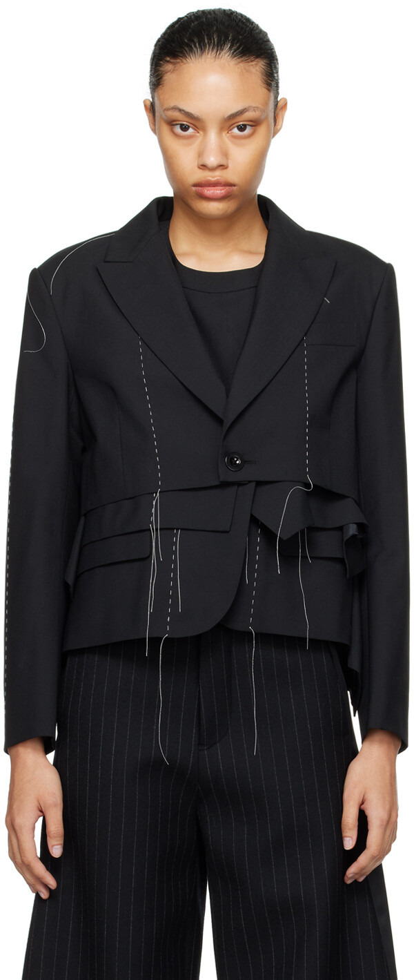 

Черный многослойный пиджак sacai