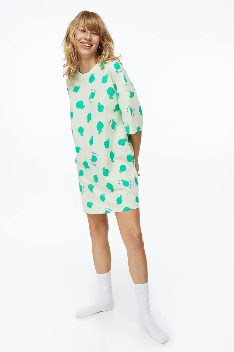 

Хлопковая ночная рубашка H&M, зеленый