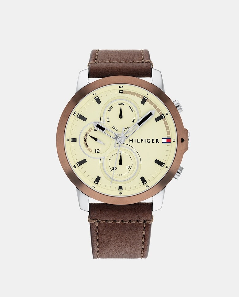 

Jameson 1792053 многофункциональные коричневые кожаные мужские часы Tommy Hilfiger, коричневый