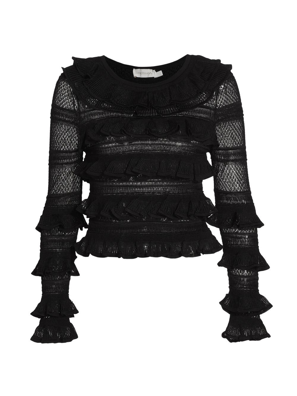 

Трикотажный топ с оборками Wonderland Zimmermann, черный