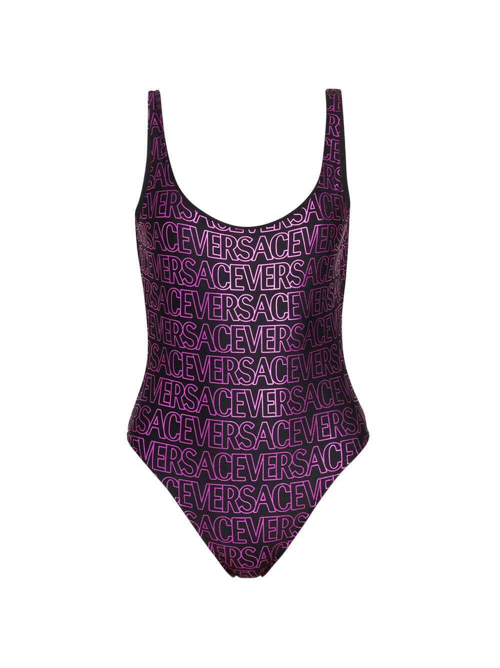 

Цельный купальник с металлическим логотипом Versace, черный
