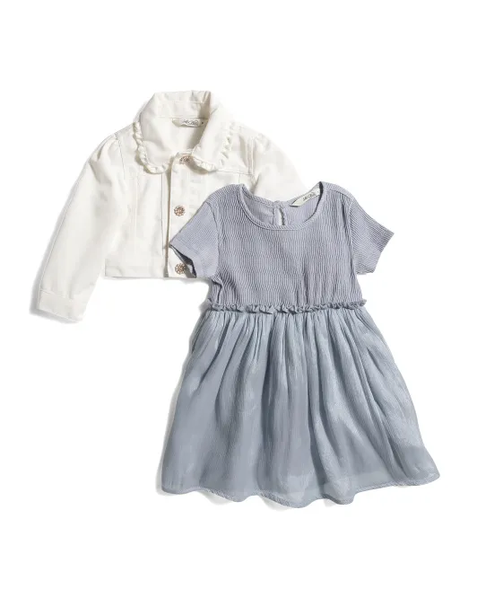 

Комплект из 2 предметов: платье и куртка для маленьких девочек Le Chic, цвет Multi
