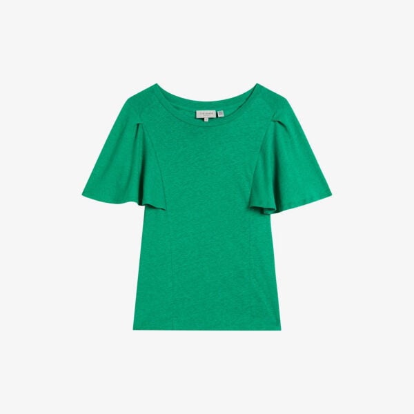 

Футболка Hallenn стандартного кроя из смеси хлопка и льна с оборками на рукавах Ted Baker, зеленый