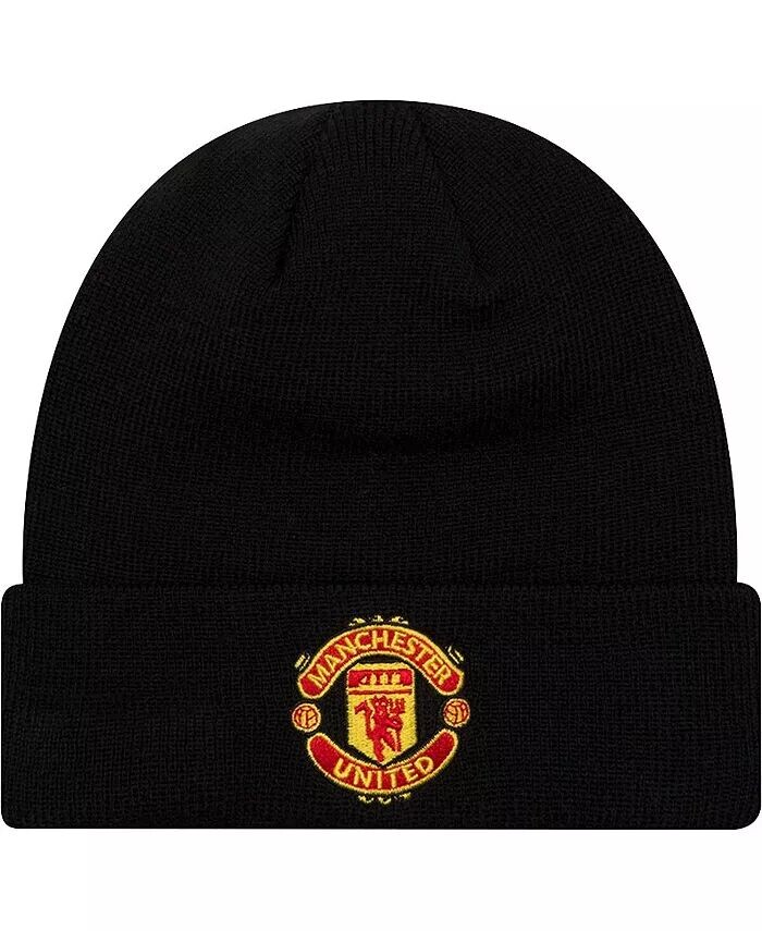 

Черная вязаная шапка с манжетами для мальчиков и девочек Manchester United Essential New Era, черный