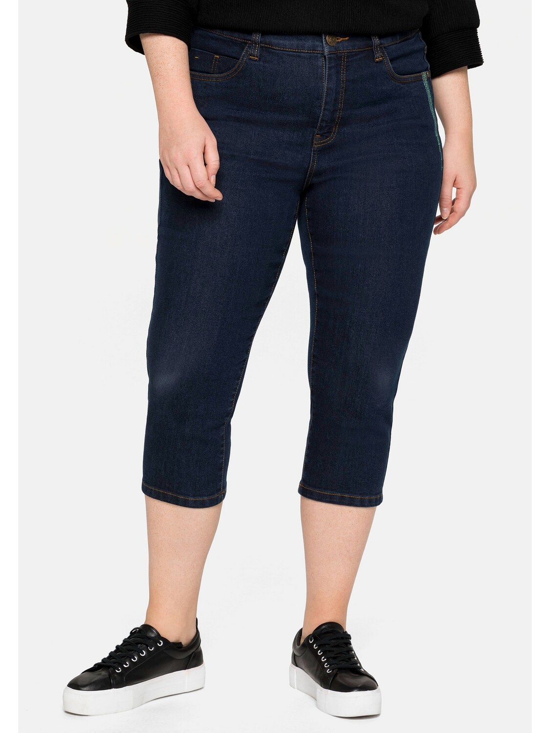 

Джинсы sheego Capri, цвет dark blue Denim